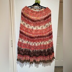 Christopher & Banks Multicolored Pleated Maxi Skirt Resort Wear